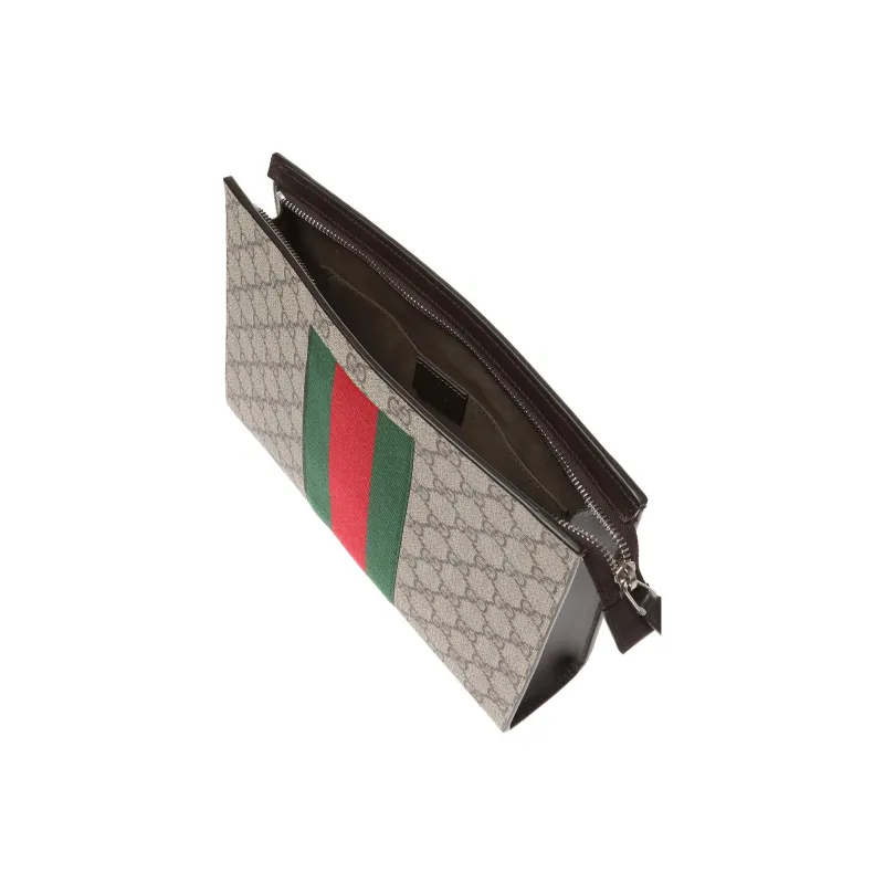 GUCCI GG Supreme Web Pouch Beige/Ebony-3
