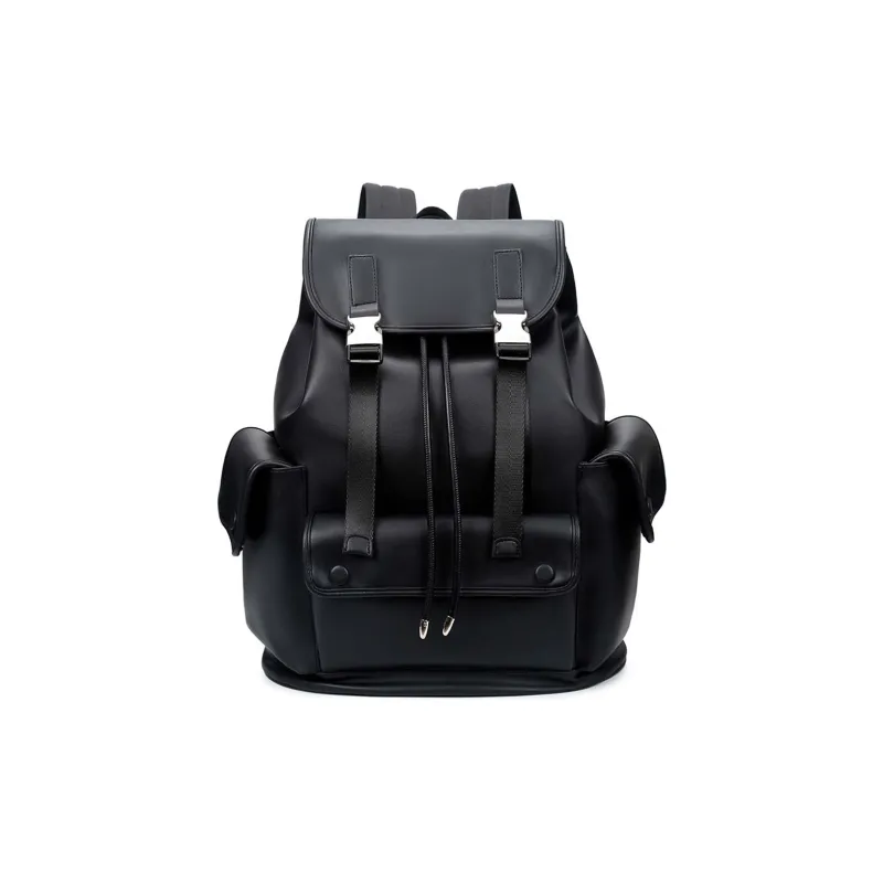 Slazenger Wear Resistant PU Soft Leather Backpack Large Size Unisex Hexagonal Dark Gray Brown-8