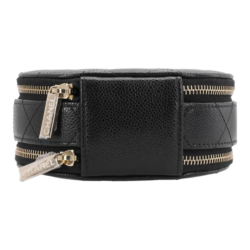 CHANEL Grain Embossed Calfskin Round Bag Handbag Women's Black-3
