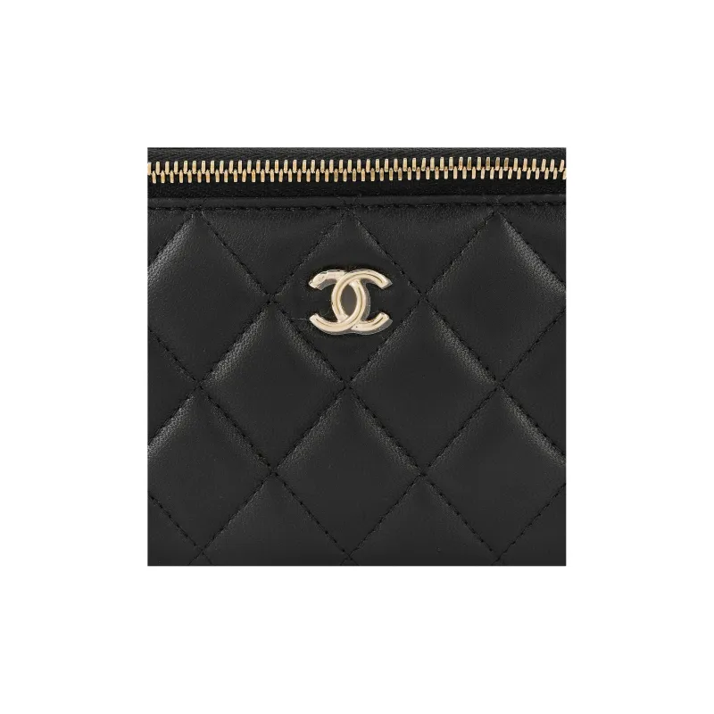 CHANEL Sheepskin Soccer Box Bag, Shoulder Bag, Crossbody Bag, Includes Mirror Women's Black-4