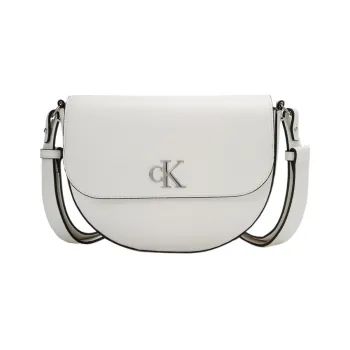 CALVIN KLEIN Synthetic Material Saddle Bag, Crossbody Bag, Shoulder Bag Women's Ivory White