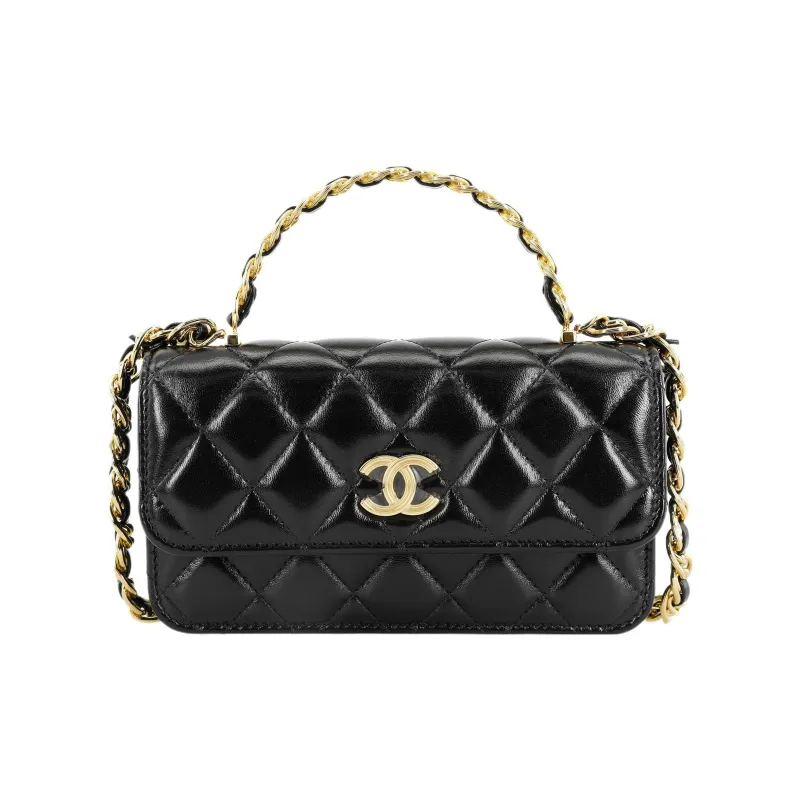 CHANEL Classic Flap CF Lambskin Shoulder Bag, Crossbody Bag Women's Black-0