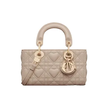 DIOR Lady D-JOY Sheepskin Shoulder Bag Crossbody Bag Handbag Extra Mini Women's Rouge Beige