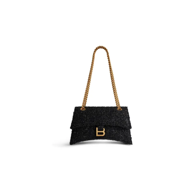 Balenciaga CRUSH Shiny Tweed Handbag Shoulder Bag Women's Black-1