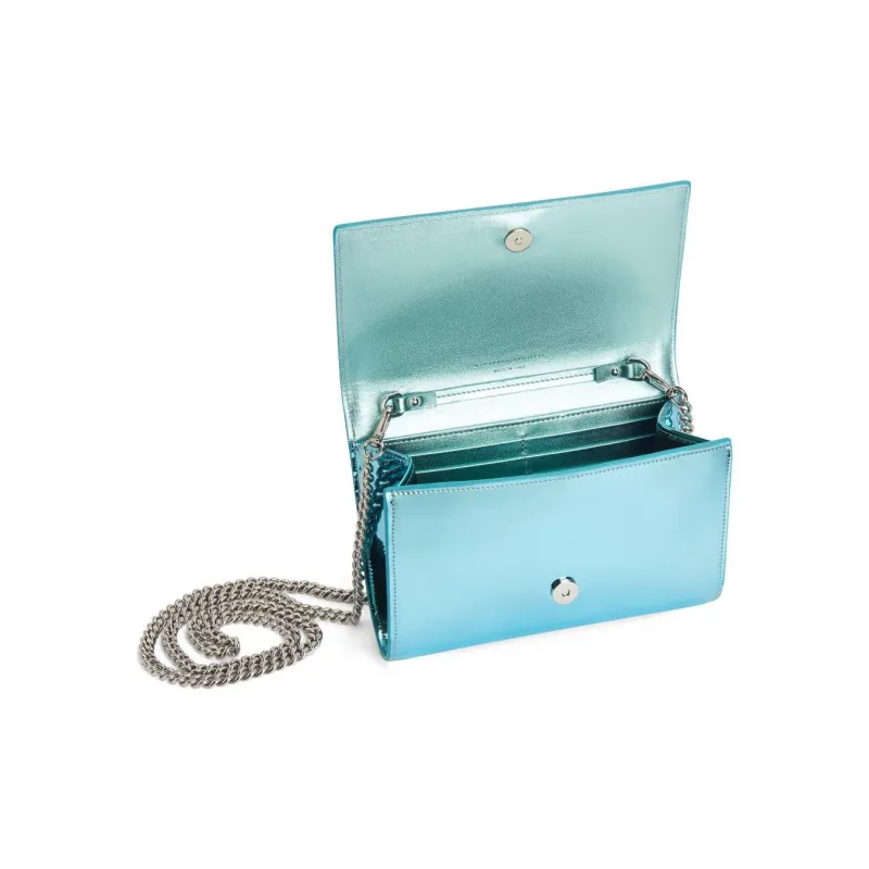 Giuseppe Zanotti/GZ Mirror Finish Synthetic Fabric Crossbody Bag Shoulder Bag Women's Sea Blue-3