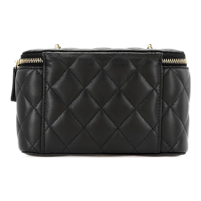 CHANEL Sheepskin Soccer Box Bag, Shoulder Bag, Crossbody Bag, Includes Mirror Women's Black-2