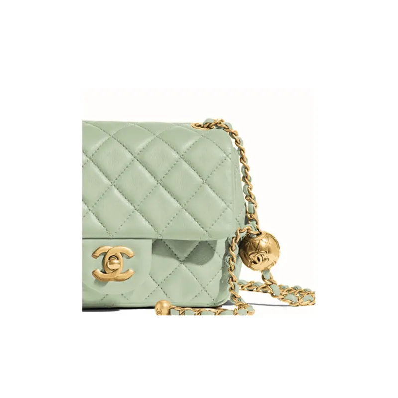 CHANEL 22c Early Spring Leather Shoulder Bag, Crossbody Bag Women's Mint Green-2