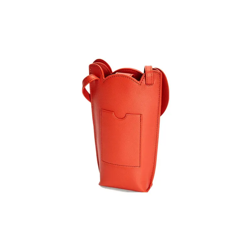 LOEWE Elephant Pocket Cow Leather Cell Phone Pouch Shoulder Bag Crossbody Bag Women's Orange-4