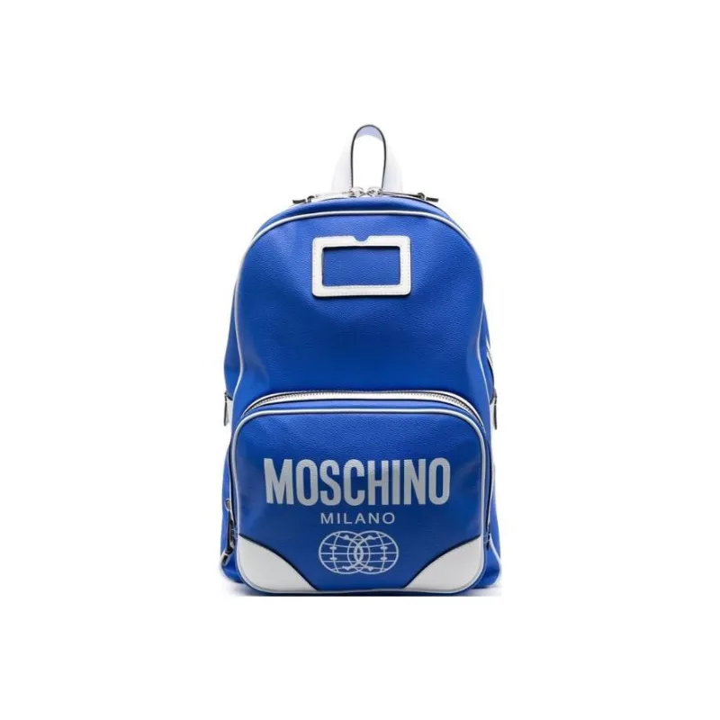 MOSCHINO SMILEY Collaboration Fabric With Leather Backpack Men's Iron Blue-0