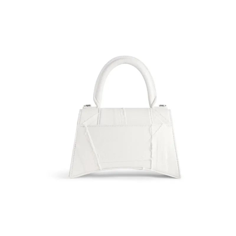 Balenciaga Hourglass Denim Blend Fabric Shoulder Bag, Crossbody Bag, Handbag Trumpets Women's White-3