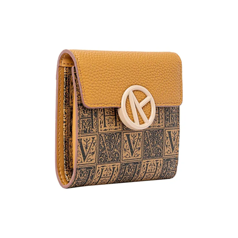 VANESSA HOGAN Monogram Cow Leather Coin Purse Card Holder Wallet Small Size Women's Brown/Light Pink-2