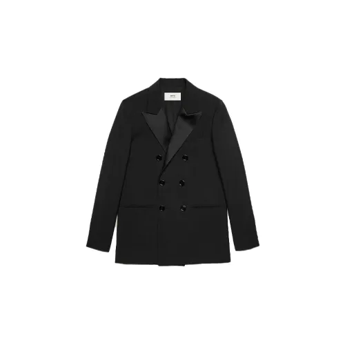 AMI Paris Satin-lapel Double-breasted Blazer