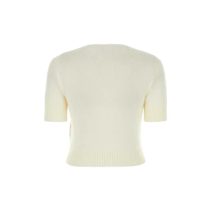 JIL SANDER + Short-Sleeved Cropped Sweater-1