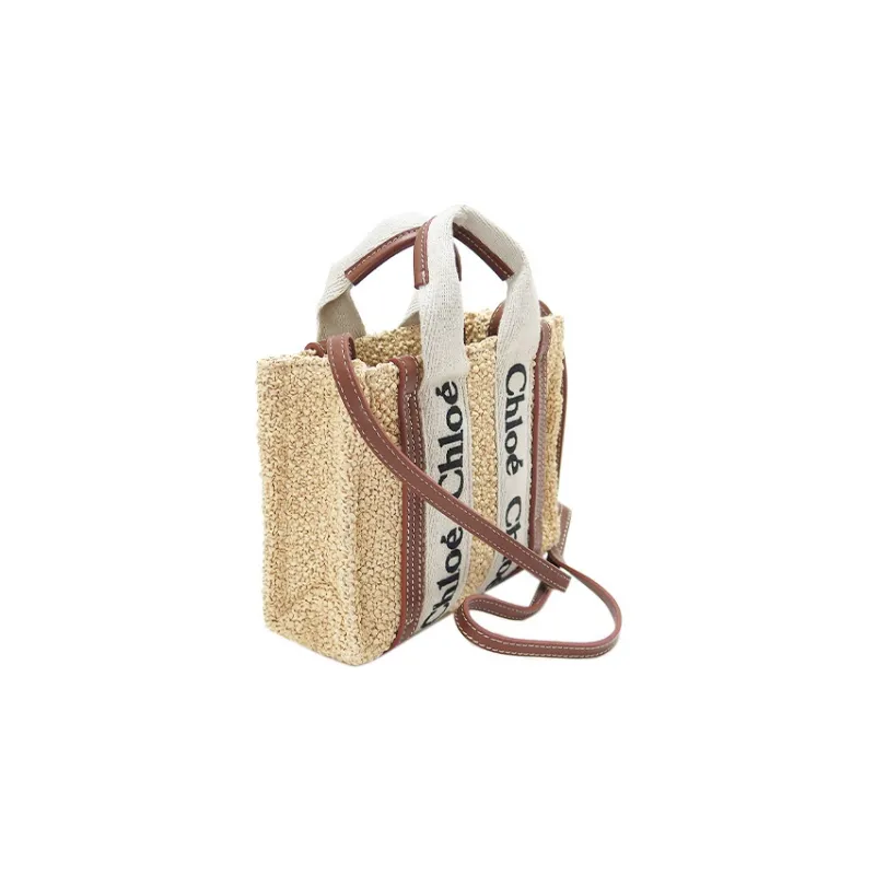 Chloe Woody With Calfskin Tote Bag, Shopping Bag, Shoulder Bag, Crossbody Bag, Handbag Mini Women's Brown-2