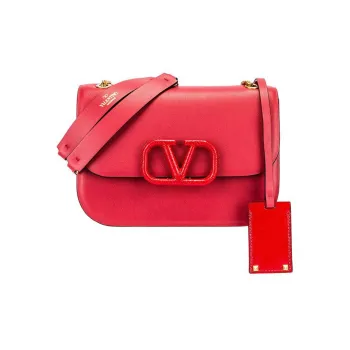 Valentino Calfskin Chain Bag Portable Crossbody Bag Shoulder Bag Women's Rose Red