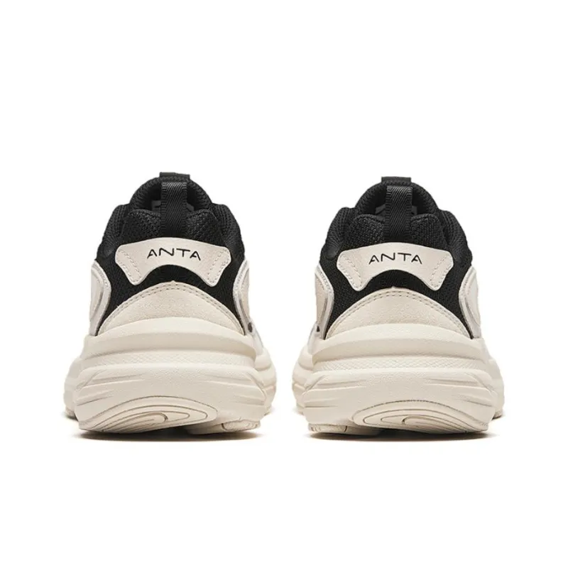 Anta AT956 Cushioning Anti Slip And Wear Resistant Low Top Retro Running Shoes Women's Beige Black-4
