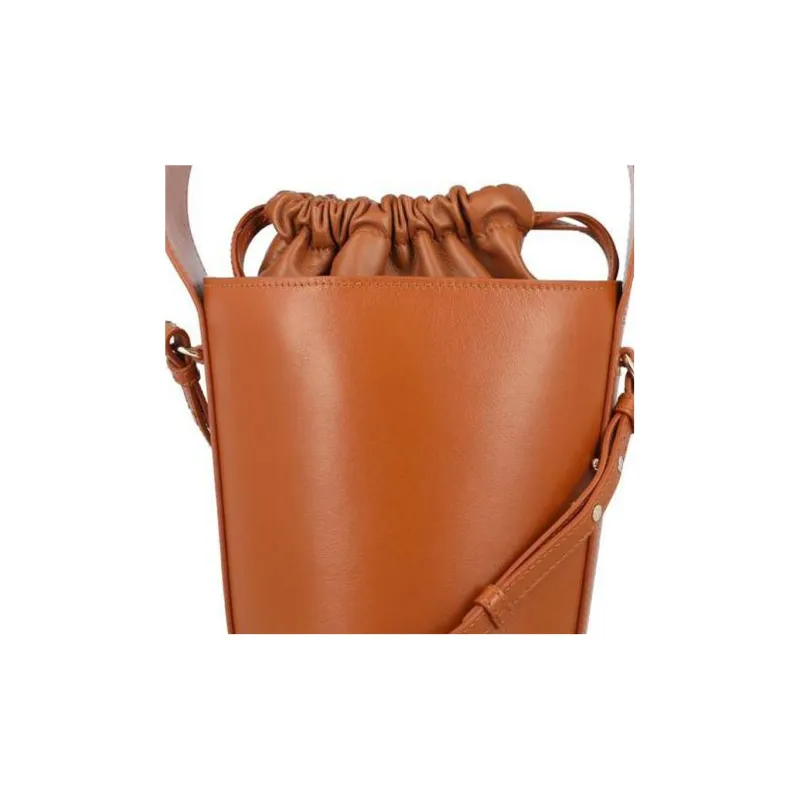 Chloe Leather Bucket Bag Portable Crossbody Bag Shoulder Bag Women's Brown-5