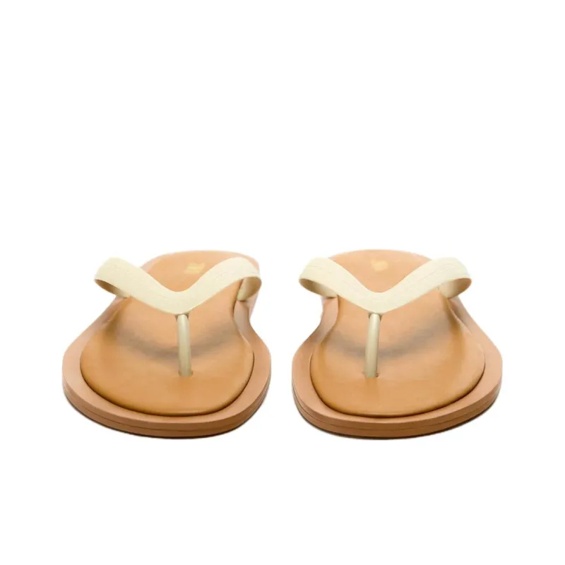 ZARA Quiet Flip Flops Women's Light Beige Yellow-3