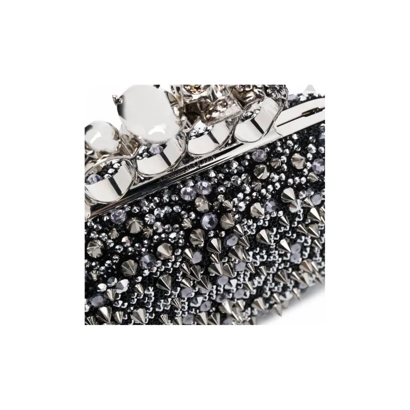 Alexander McQueen Leather One Shoulder Crossbody Clutch Regular Women's Black-3
