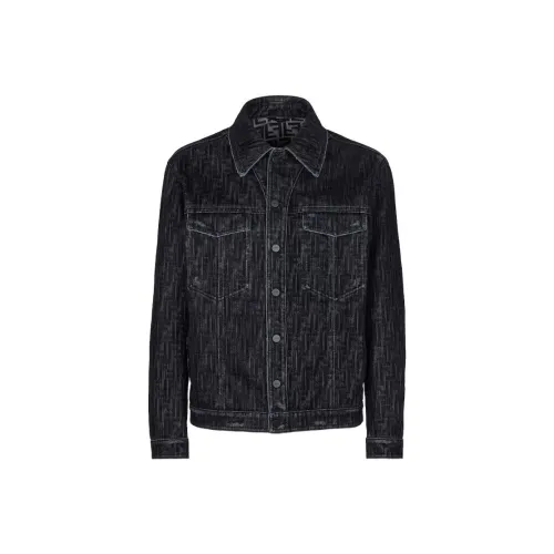 FENDI Denim Jackets Men Dark Blue