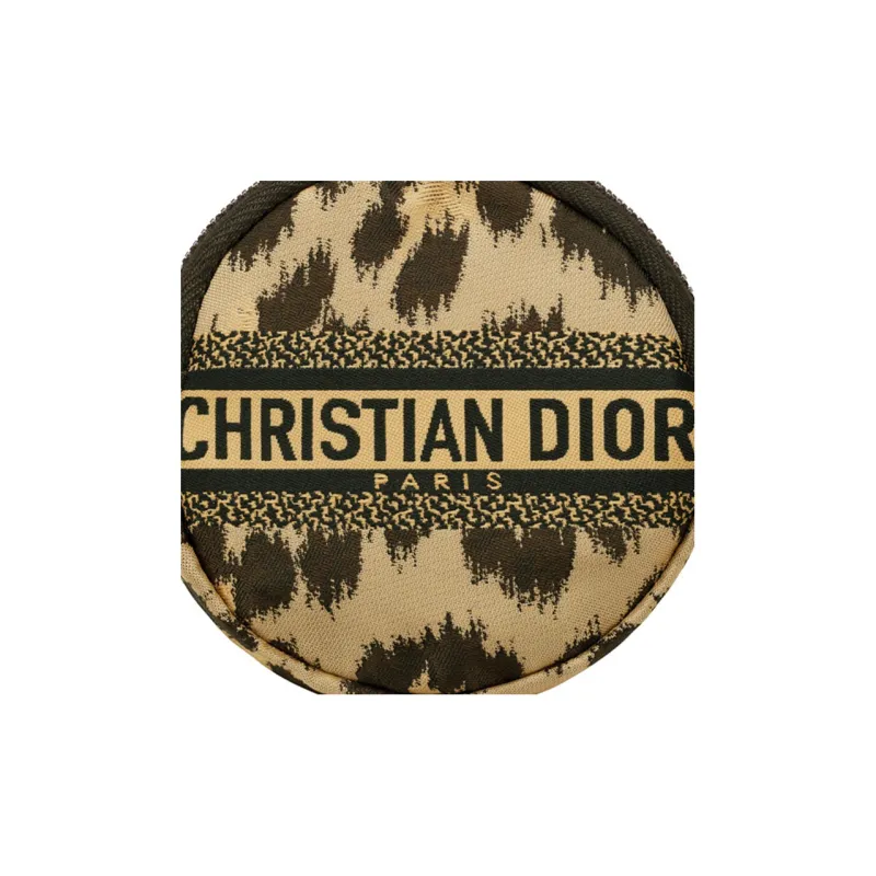 DIOR Travel Technical Fabric Coin Purse Clutch Women's Beige-3