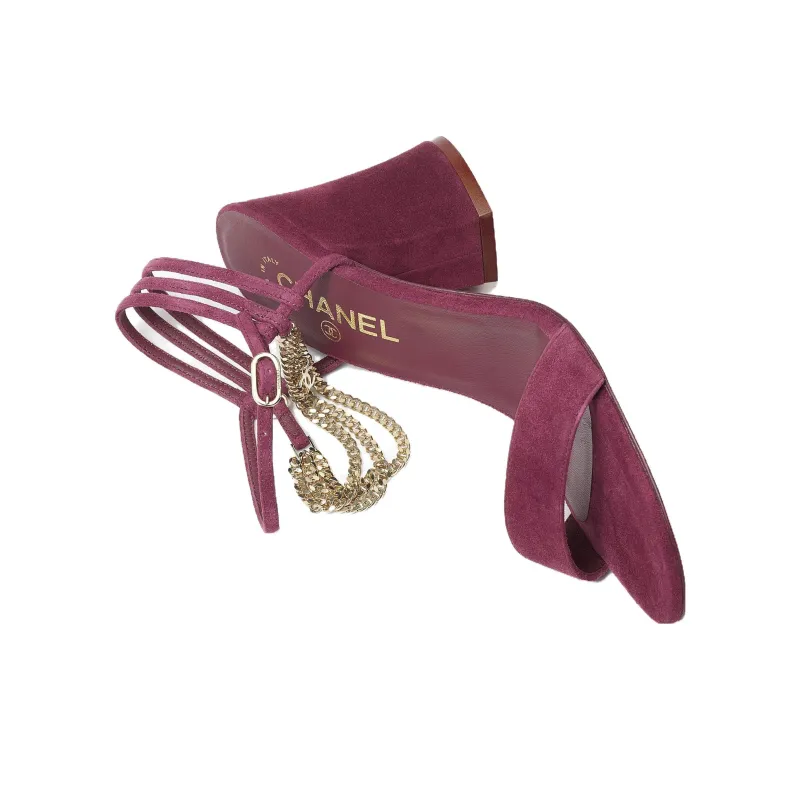 CHANEL Strap Sandals Women's Burgundy-2