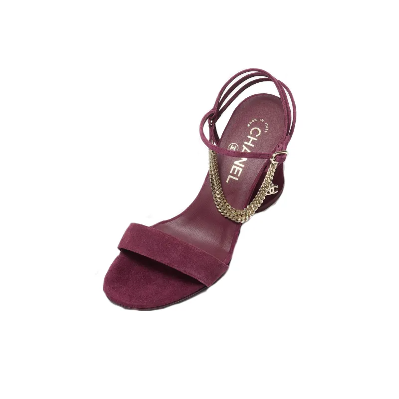 CHANEL Strap Sandals Women's Burgundy-1