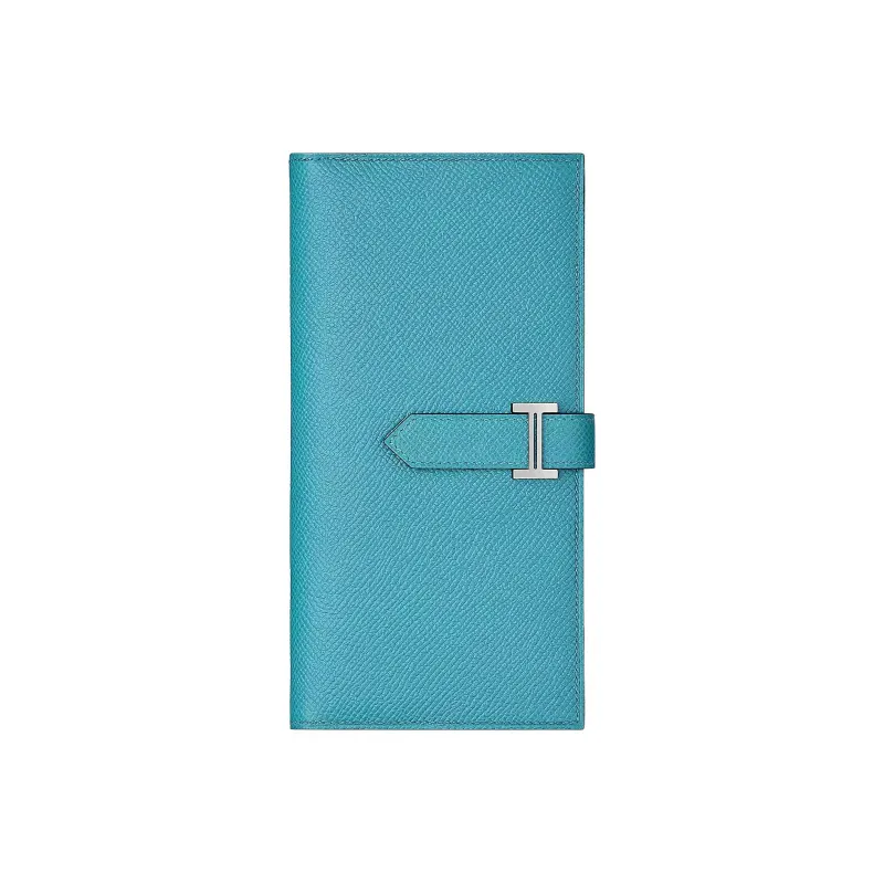HERMES Bearn Epsom Leather Wallet Women's Northern Blue/Heart Red-0