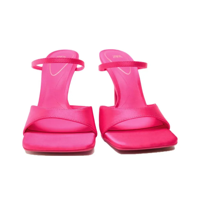 ZARA Strap Sandals Women's Peach Pink-2