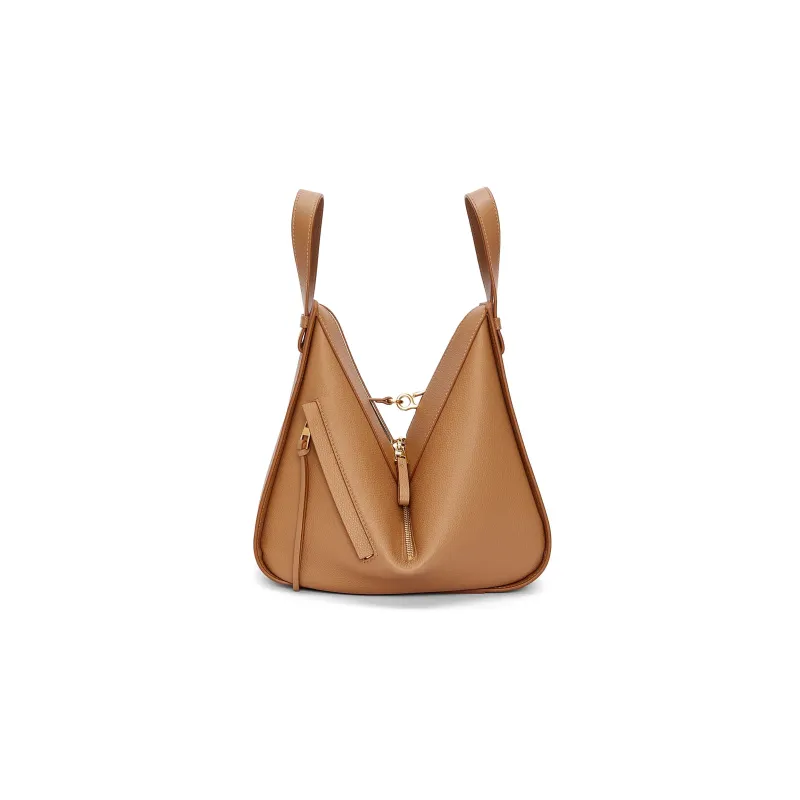 LOEWE Hammock Soft Grained Cow Leather Shoulder Bag Crossbody Bag Handbag Small Size Women's Toffee Color-2