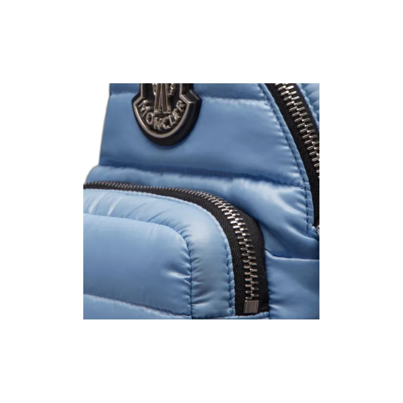 Moncler Kilia Nylon Fabric Patchwork Shoulder Bag Crossbody Bag Small Size Women's Light Blue-2