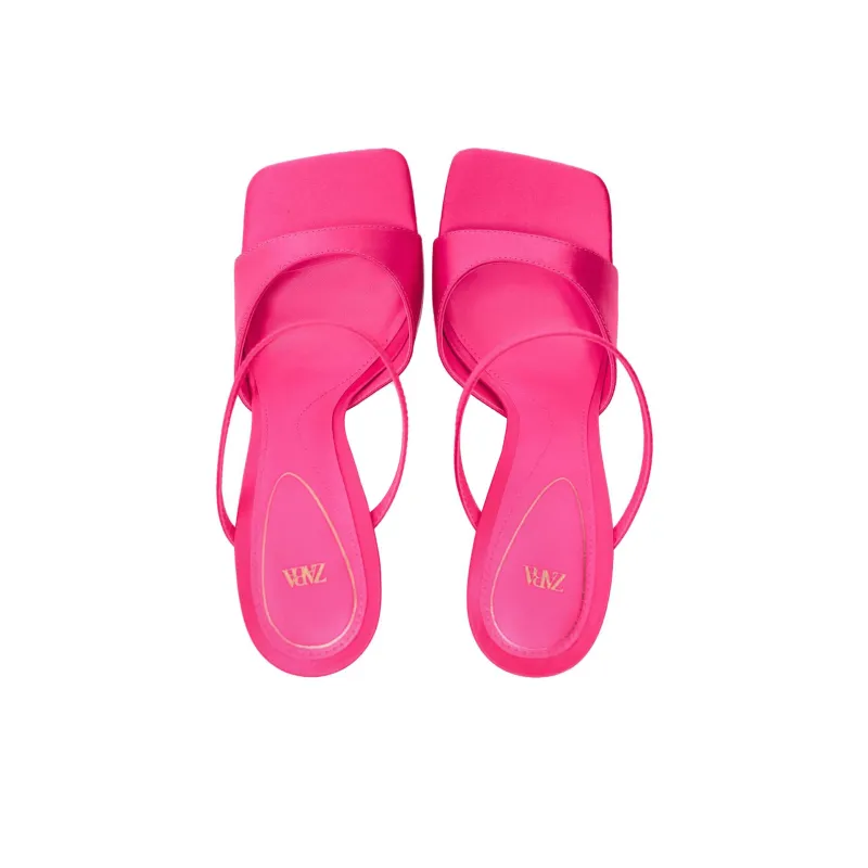 ZARA Strap Sandals Women's Peach Pink-3