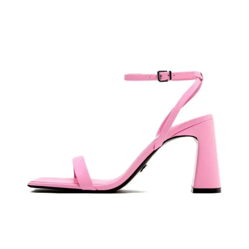 ZARA One-Strap Sandals 8.5cm Women's Pink-0