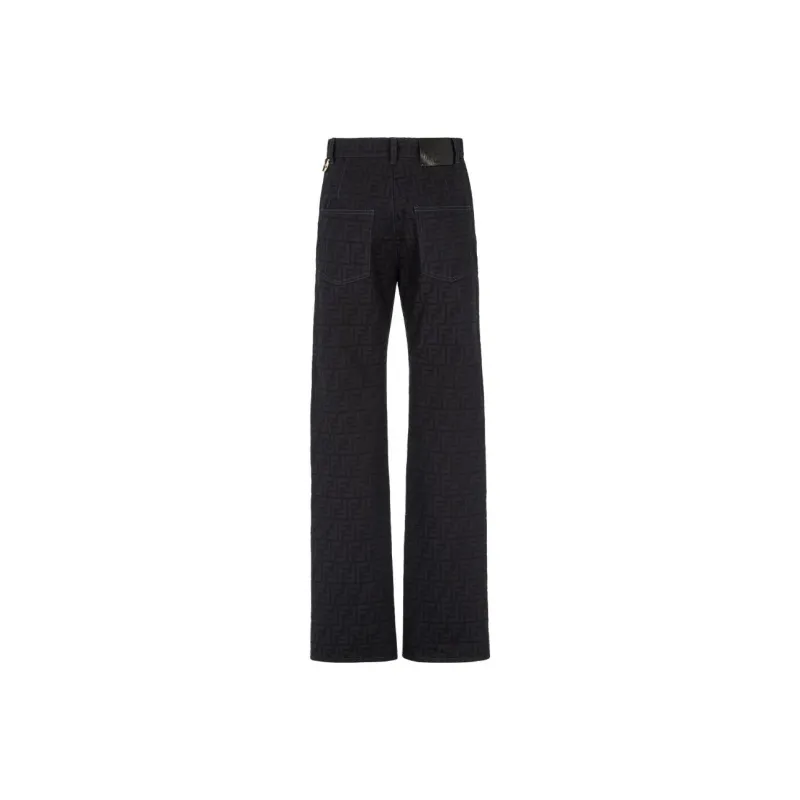 FENDI Logo jacquard Straight leg Cotton Trousers-1
