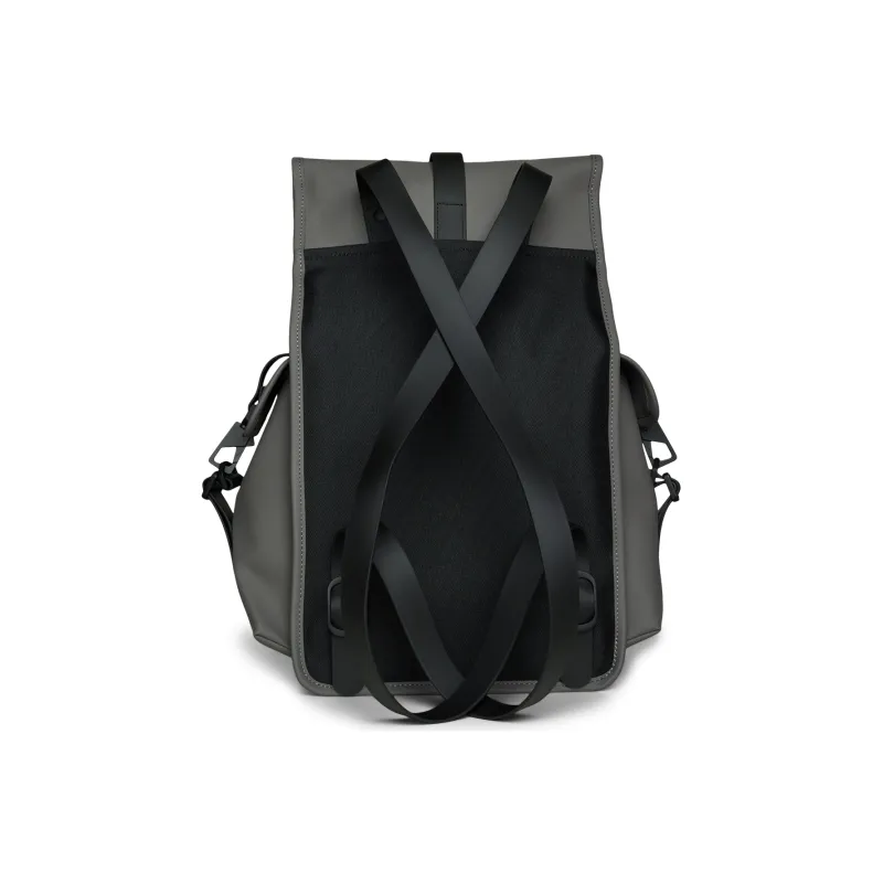 Rains Polyester Laptop Backpack Large Size Unisex Black Off white Gray-7