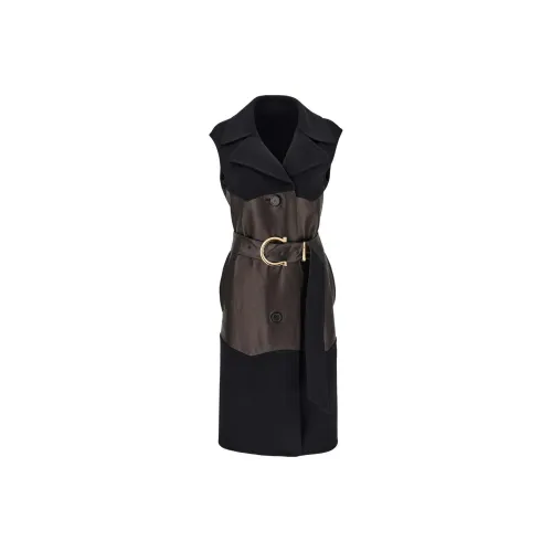 FERRAGAMO Panelled Belted Sleeveless Trench Coat