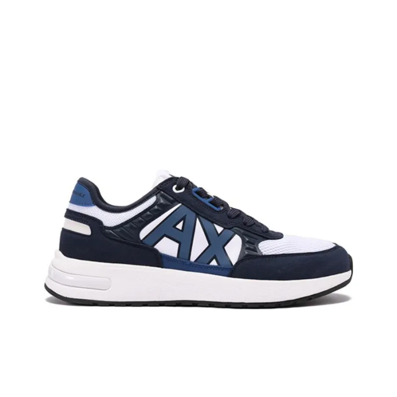 ARMANI EXCHANGEAE Low Top Casual Shoes Men's White Marine Blue-1
