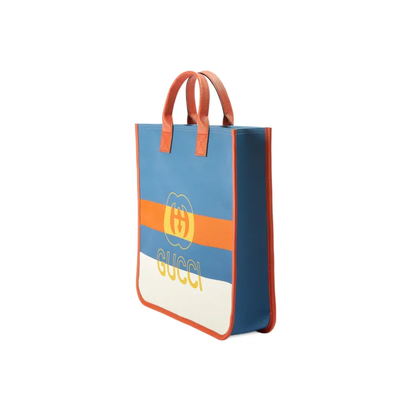 GUCCI Canvas Tote Bag Shopping Bag Handbag Regular Kids' White/Blue/Orange-1
