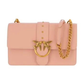 PINKO Cow Leather Patchwork With Fabric Swift Bag Envelope Bag Shoulder Bag Crossbody Bag Women's Flesh Pink