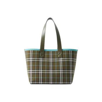 Burberry Cotton Canvas Canvas Bag Tote Bag Shopping Bag Shoulder Bag Handbag Medium Size Women's Olive Green