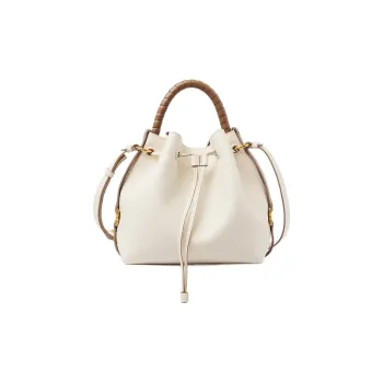 Chloe Grain Calfskin Bucket Bag, Shoulder Bag, Crossbody Bag, Handbag Regular Women's White