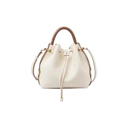 Chloe Grain Calfskin Bucket Bag, Shoulder Bag, Crossbody Bag, Handbag Regular Women's White