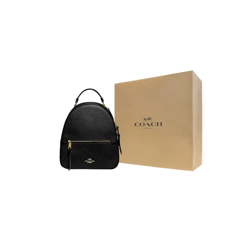 COACH Jordyn Cross Stitch Leather Backpack Large Size Women's Black-4