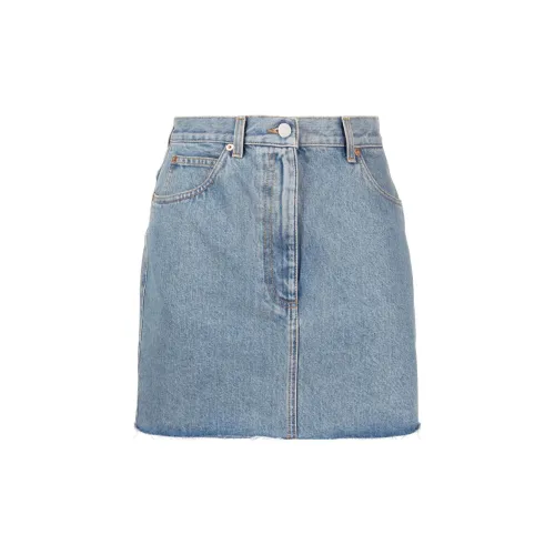 GUCCI Denim Short Skirts Women's Light Blue