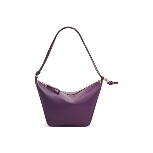 LOEWE Hammock Hobo Cow Leather Handbag Shoulder Bag Mini Women's Purple