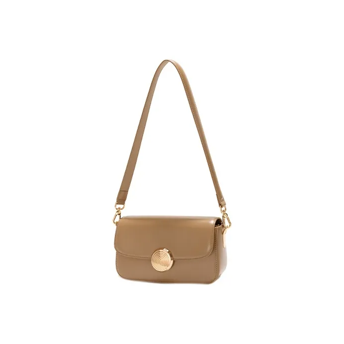 GXFMOD Cow Leather Shoulder Bag Small Square Bag Shoulder Bag Women's Black/White/Khaki-1