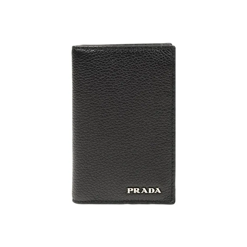 PRADA Calfskin Wallet, Card Holder Regular Men's Black-0
