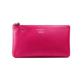 GUCCI Litchi Grain Leather Wallet Regular Women's Fuchsia