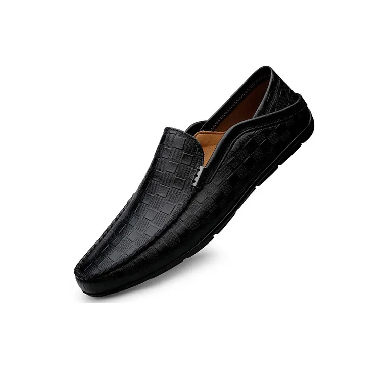IMLINFEI Gommino Loafers Men Low Top Black/White-3