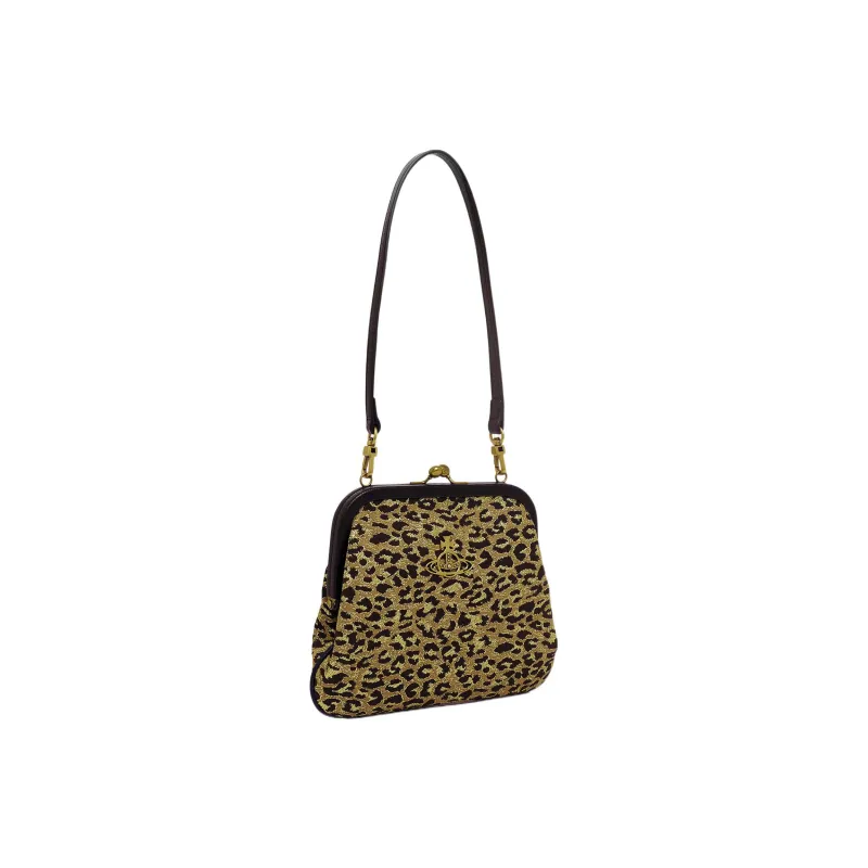Vivienne Westwood Polyester Polyamide Blend Portable One Shoulder Clutch Women's Leopard Print-1